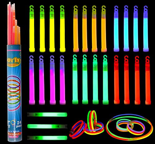 JOYIN 52 stück Glowsticks Bulk inklusive 28pcs 15cm Lange 1.5cm extra dick Industrielle Qualität Glowsticks Emergency (3 Whistle Shape) und 24pcs 20cm Lange Glow Stick armbänder