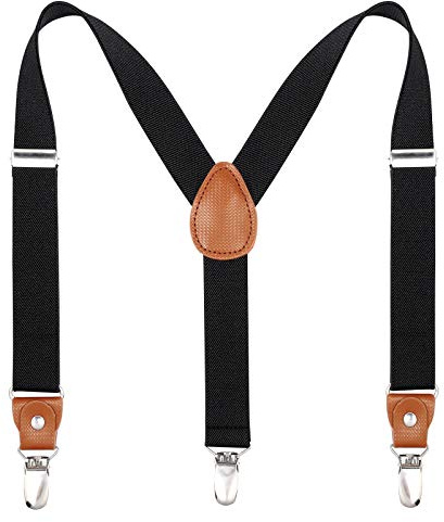 Kajeer Bretelle per bambini e bambine - Bretelle con clip elastiche regolabili sulla schiena (Nero, 80-85CM (8 Years - 5 Feet Tall))
