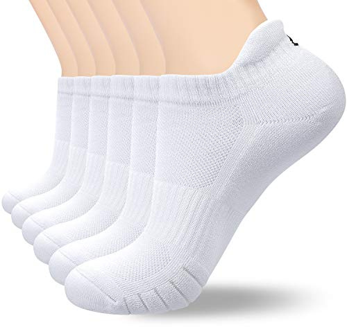 coskefy Sports Ankle Socks Thick Cushion Cotton Low Cut Running Athletic Socks for Men Women (6 Pairs) Small