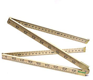 Barnwell 1 Metre 1m 39 Wooden Folding Ruler Metric and Imperial Brass Hinges