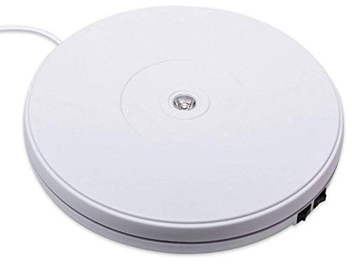 fotoconic Motorized Rotating Display Stand, 10 Inches Electric Turntable with LED light, White Revolving Base, 10kg/20pounds Centric Loading for Jewelry, Collectible Display