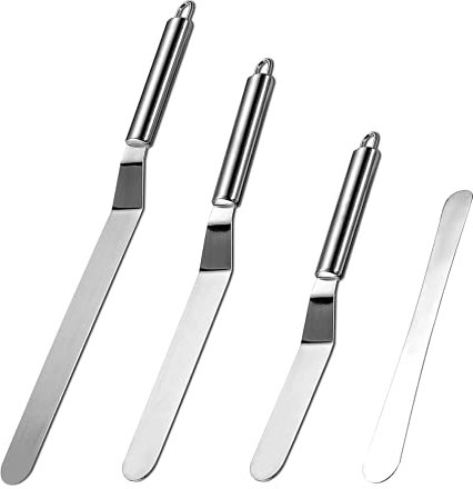 Aurora & Tithonus Spatola per Pasticceria,Spatola in Acciaio Inox Dritto Spatola Cucina per Dolci Spatole Decorazione Torte, Cupcakes e Pasticcini, Confezione da 4