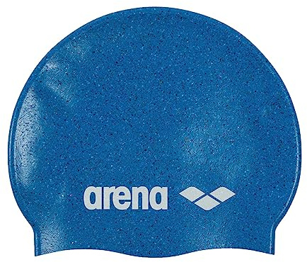 Arena Junior Recycled Silicone Unisex Swim Cap for Girls and Boys Comfortable Durable Kids’ Pool Bathing Cap, One Size, Blue Multi