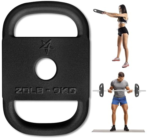 Yes4All 2-inch Cast Iron Olympic Weight Plate, 3-in-1 Ruck Weight & Kettlebell for Rucking, Swings, Squat, Strength Training, and Fitness Workout