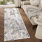 TAPISO Crystal Läufer Teppich Glänzend Grau Weiß Creme Abstraktes Muster Flecken Wohnzimmer Schlafzimmer Flur Korridor Modern Design ÖKO-TEX 120 x 260 cm