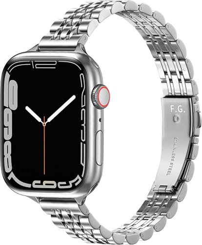 Fullmosa Slim Band Kompatible mit Apple Watch Armband 42mm(Series 11 10) 40mm 41mm 38mm, Ersatzarmbänder für SE 3 2 1 Series 11 10 9 8 7 6 5 4,Dünnes Elegant Metall Gliederarmband für Damen Frauen