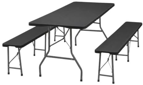 7H SEVEN HOUSE Conjunto Plegable Mesa con 2 Bancos de 180cm Catering 7house