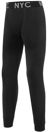 Uizuooy 1 Pezzi Bambini Compression Pantaloni Ragazzi Intimo Sportivo Cotone Nero Basket Running Sport Tights Leggings 2601 2BL 146-152