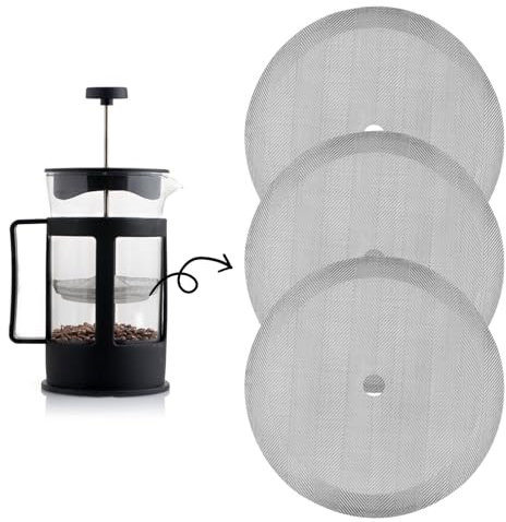 EASYKEENECOM Lot de 3 filtres de rechange pour cafetière à piston - 350 ml - En acier inoxydable - Pour machines à café universelles de 0,35 l - 2 tasses