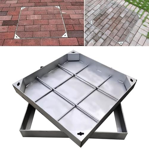 Tapa de Pozo empotrada Tapas de Pozo para Exteriores de Alta Resistencia - Tapa de depósito de Aguas residuales Invisible de Acero Inoxidable - 50 x 50 CM 60 X 60 CM 70 x 70 CM 80 x 80 CM 90