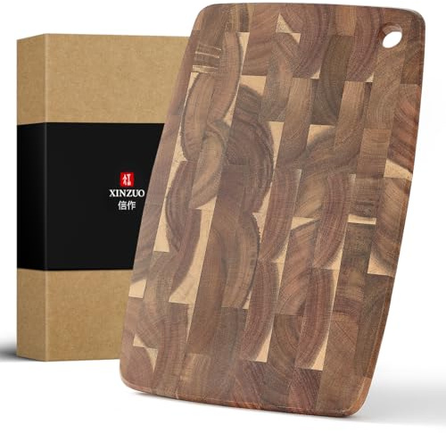 XINZUO Tagliere Legno di Acacia 36x24x1,9cm -Professionale Tagliere da Cucina Reversibile Vassoio in Legno per Tagliare e Servire per Feste, tè e Spuntini e per Cucinare in Cucina