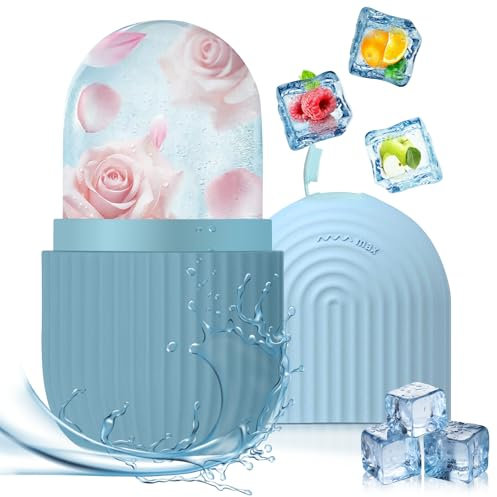 OAKENCREST Ice Roller Viso, Riutilizzabile Rullo di Ghiaccio Facciale, Eye Ice Massage in Silicone, Bellezza del Viso per Tonificare Viso Serrare e la Pelle Alleviare Gonfiore Riduci i Pori (Blu)