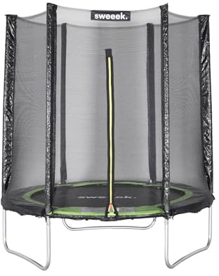 sweeek - Trampoline Rond Ø 180cm Vert avec Son Filet de Protection - Cassiopée - Trampoline de Jardin 2m| Qualité Pro. | Normes EU.