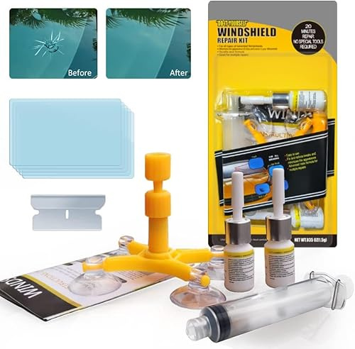 Manelord Car Windscreen Repair Kit for Auto windshield Cracks, Bulls-Eye, Spider Web, Star-Shaped, Nicks, Half-Moon Crescents