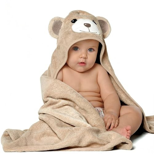 MINIBOO Toalla con Capucha para Bebé, Capa de Baño de Bambú - Suave y Absorbente para Recién Nacido, Niña y Niño de 0 a 5 Años - Hipoalergénica - Regalo Baby Shower