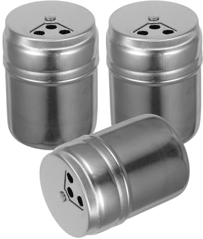 ARTSEWPLY Lot de 3 Distributeurs à Épices en Acier Inoxydable avec Couvercles Rotatifs Salières et Poivrières Hermétiques Argentées Saupoudreuses Pratiques Cuisine Barbecue et Voyage