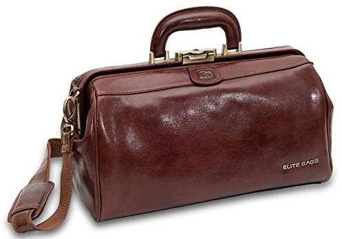 CLASSY´S deluxe läkarväska av läder, brun, 20 × 36 × 21 cm