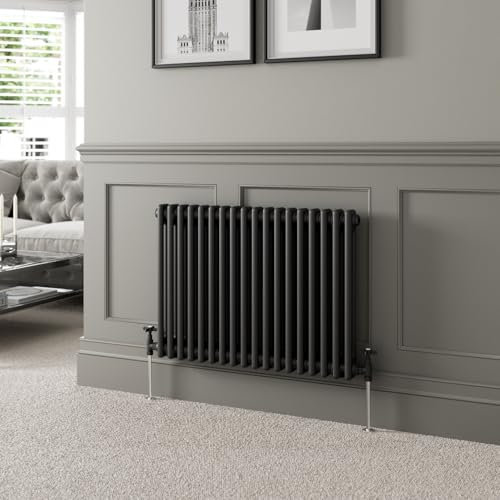 DuraTherm® 600 x 830mm Black Traditional Horizontal Designer Radiator Double Column Colosseum Cast Iron Style Central Heating Panel Radiators Rad