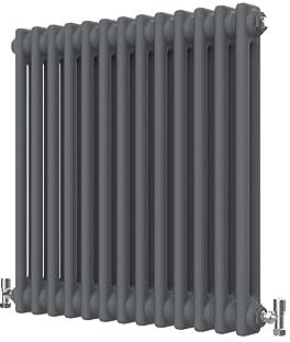 Radbliss Horizontal Traditional 2 Column Radiator 600x605mm Anthracite Matt Grey Cast Iron Style Design RAD Central Heating