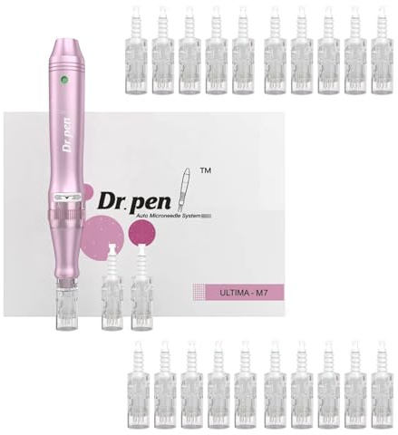 Professional Ultima M7 Wireless Microneedling Pen, Authentic Electric Microneedling Machine Micro Auto Derma Roller Skincare Tool, with Replacement Cartridges 12Pin (0.25mm) X12 & 36Pin (0.25mm) X10