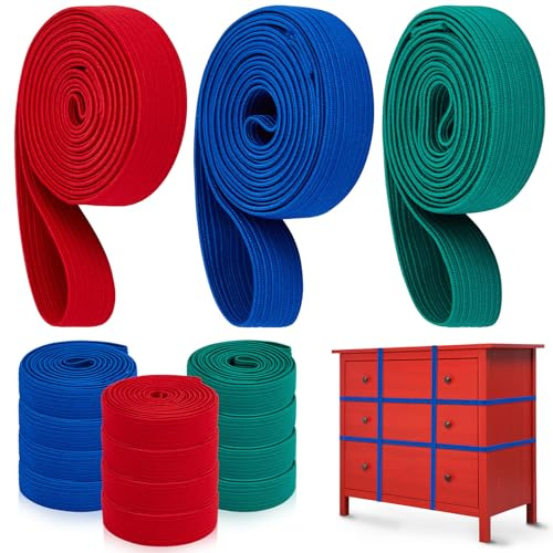 Wovnet 12 Pcs Variety Extra Large Moving Rubber Bands 42 36 and 30 Rubber Straps Moving Supplies for Packing Pallets and Packing Blankets Red, Blue, Green