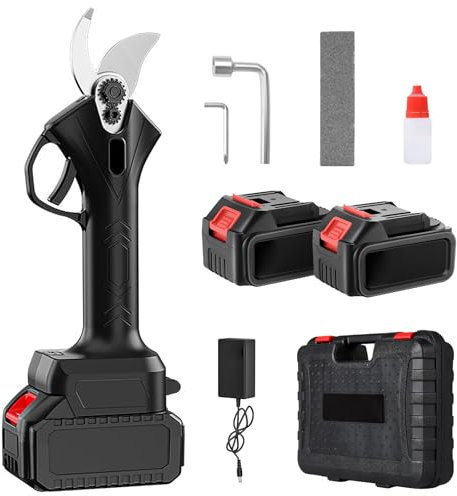 Tijeras de Podar Eléctricas 850W, Motor sin Escobillas, Diámetro de Corte 35 mm, Tijeras de Podar Bateria Profesional con 2 * 4.0mAh Batería,Tijera para Jardinería Podadora Adecuada para Jardines