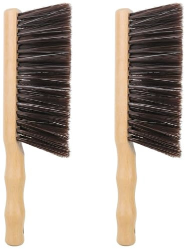 DMJJSD® 2Pcs Hand Brush, Beech Wood Soft Brush -11.8 Hand Broom Natural Solid Wooden Round Handle Brushes, 5 Rows of Soft Bristle Dust Brush Soft Broom for Counter Bed Sofa Bed Pet Fireplace Car