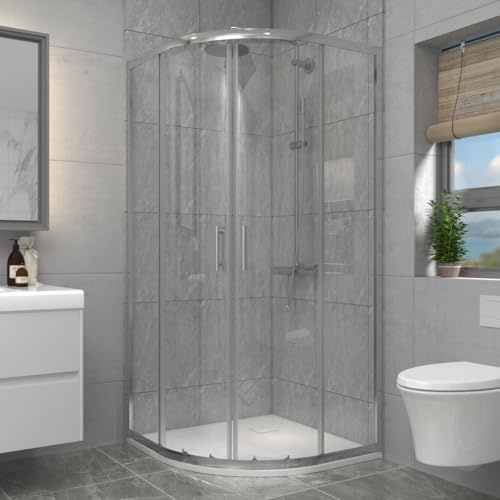 Aquariss 900x760mm Chrome Framed Offset Quadrant Shower Enclosure Cubicle 6mm Sliding Tempered Glass Door Wetroom