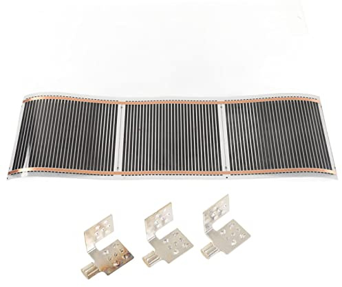 Jenngaoo Tapis de Chauffage par Rayonnement Électrique 220V, Système de Chauffage au Sol Silencieux Grande Taille 95cm Installation Rapide pour Maison Bureau Salle de Bain (33x95cm / 12.99x37.4in)