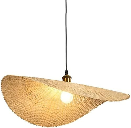 Lampadario Cesto Rattan Mano Creativa soffitto a Sospensione di Vimini Le lampade Boho Illuminazione per Il Soggiorno del Ristorante Isola da Cucina, Base/a/60cm