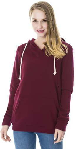 Smallshow Top Lactancia de Vellón Sudadera de Maternidad para Amamantar,Wine XL