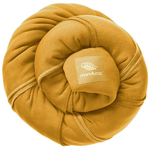 manduca Sling - Babytragetuch - Elastische Babytrage für Neugeborene von der Geburt bis zu 15 kg - Bio-Baumwolle - GOTS zertifiziert ,Gold