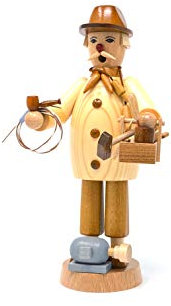 Drechslerei Friedbert Uhlig, Räuchermännchen Nr. 044, Elektriker, 25 cm hoch, aus regionalem Holz gedrechselt, echte Handarbeit aus dem Erzgebirge, Weihnachten, Holzkunst, Echtholz