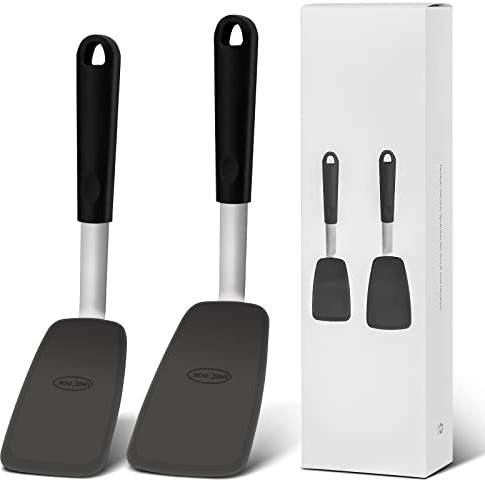Unicook Upgraded Silicone Spatula, Flexible Egg Turner, 600°F Heat Resistant Silicone Handle, Kitchen Cooking Utensils, Ideal for Flipping Eggs, Pancake, Burgers, Crepes and More, Small and Medium