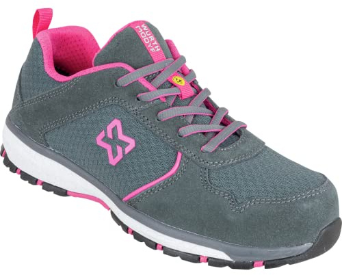 WÜRTH MODYF Sicherheitsschuhe S1P ESD Lina in grau pink - Bequeme Arbeitsschuhe für Damen - metallfrei & atmungsaktiv - in den Größen 39