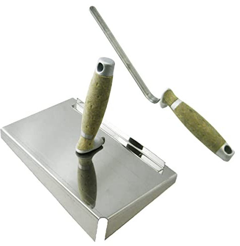 CT04 Plaque de jointoiement en acier inoxydable avec poignée en cuir de qualité supérieure 245 x 155 x 50 mm + truelle à joint 12 mm