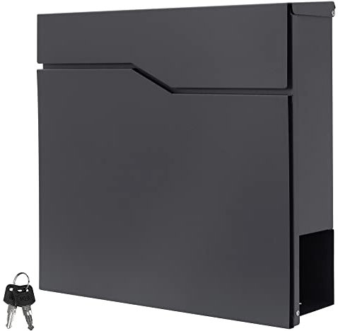 ML-Design Cassetta Postale per Lettere in Acciaio Verniciato a Polvere Antracite 37 x 37 x 11 cm con Scomparto per Giornali Riviste Serratura a 2 Chiavi incl. Materiale per Montaggio a Muro