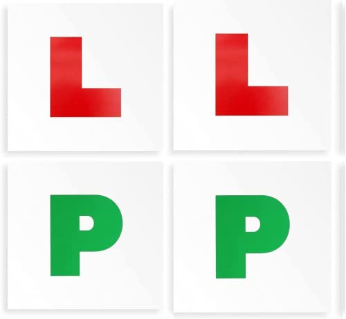 fiXte Magnetic Vehicle L and P Plates 4 Pack. 2 x L and 2 x P Plates Included Car Lorry Motorcycle New Drivers Learner and Passed Easy to Attach and Remove