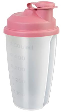 Westmark Shaker per Condimenti con Scala Graduata, Disco Rimovibile e Bocchetta Richiudibile, Capacità 0.5 L, Plastica, Senza BPA, Mixery, Colore Traslucido e Rosa, 2435227P