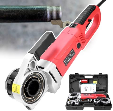 Kit filettatrice elettrica per tubi, set di filiere portatili per filettare con 6 filiere - Filettatrice per tubi per carichi pesanti per filettare tubi dell'acqua/tubi metallici/tubi del gas