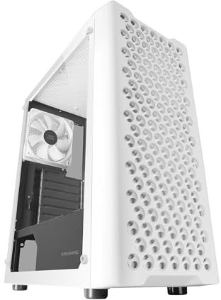 Mars Gaming MC-iPRO, Caja Profesional ATX, Rejilla Frontal de Malla 3D, Ventana Lateral Cristal Templado, Ventilador FDB Ultrasilencioso 12cm, Caja PC con Soporte Refrigeración Líquida, Blanco