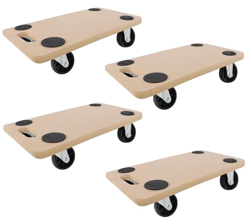XMTECH Transportroller 580 x 290 mm, 200 kg maximal lastkapacitet, rullbräda, MDF-möbelskoter, möbelhundskoter, inkl. gummikuddar, för flyttning och verkstäder (4 stycken)