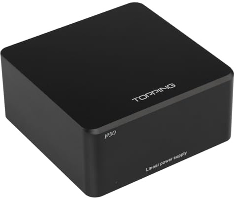 TOPPING P50 Linear Power Supply for HiFi Audio - Ultra Low Noise, CNC Unibody, Perfect Compatible with D50III/D50s/DX3,Pro+/E50,Global Voltage Support (Black)