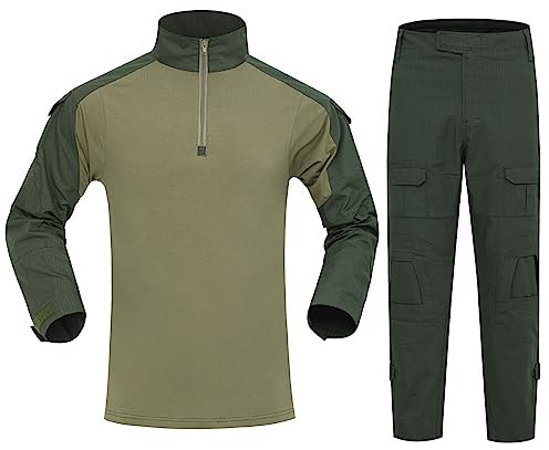 DUHENWU Tarnanzug Herren Paintball Camouflage Shirt Taktische Hose Set Langärmlige Mit 1/4 Reißverschluss Airsoft Kleidung Set Taktisch Jacke Uniform Militär Anzug Outdoor Bequeme Jagdbekleidung
