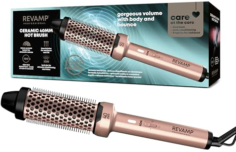 REVAMP Ceramic Hot Brush Styler - 40mm Lockenbürste, Lockenstab Keramik für Locken und Wellen - Ionen Technologie Stylingbürste, schnelles Aufheizen bis 180°C, Progloss Öle, Thermobürste