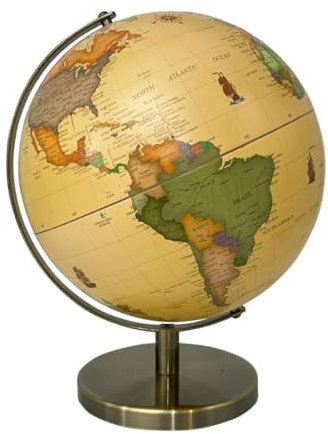 Gleneagles Travel Globe Antique 20cm - Includes 50 Travel Memory Marker Gems Globe World Map Geo Planet Desk Decor Home Office Gadgets For Men