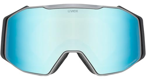 uvex gravity FM, Skidglasögon unisex – vuxen, nashorn grau matt dl/eisblau-grün, one size