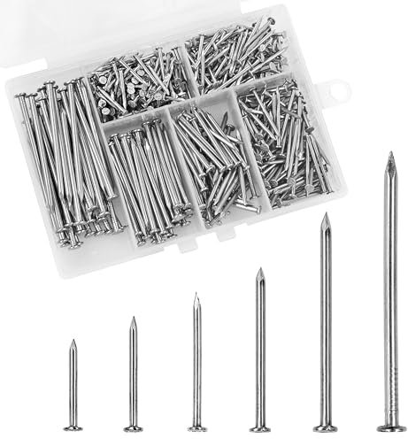OMOTOOL 304 Edelstahl stahlnägel Set (480 Stück), Bild hängende Nägel, Wand Nägel Kit, 6 Größen