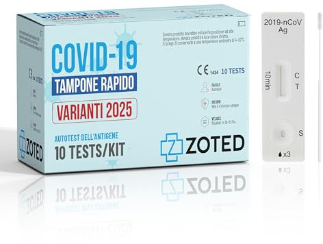 ZOTED – 10 tamponi 19 rapido 2025 - Test Nasali per Nuove Varianti - Tampone Alta Sensibilità - Certificati per Uso Domestico - Risultato Immediato