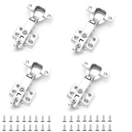 4 Piezas Bisagras de Puerta de Armario de Mueble, Bisagra de Rollo Frío con Tornillos, Bisagra Invisible de Acero Inoxidable, Adecuado para su Instalación en Puertas de Armarios de Todos los Tamaños